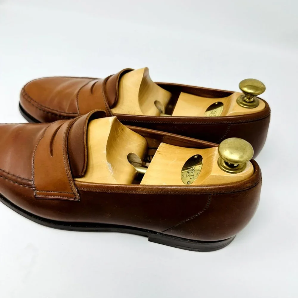 Crockett & Jones GENUINE CORDOVAN penny loafers shoes Size 9 E leather shoe Tree - Picture 3 of 15